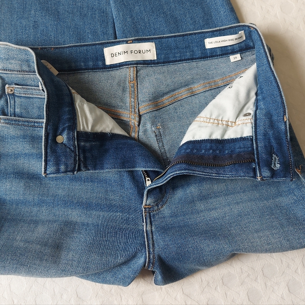 Aritzia Denim Forum The Lola High Rise Skinny Jeans Split Hem Size 28 Stretch - Picture 9 of 9